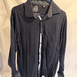 English Laundry Black Shirt with Geometric Pattern